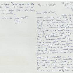 Letter - From Hope Macpherson to Parents During Expedition to Wilsons Promontory and Islands off Tasmania, 27 Jun 1954