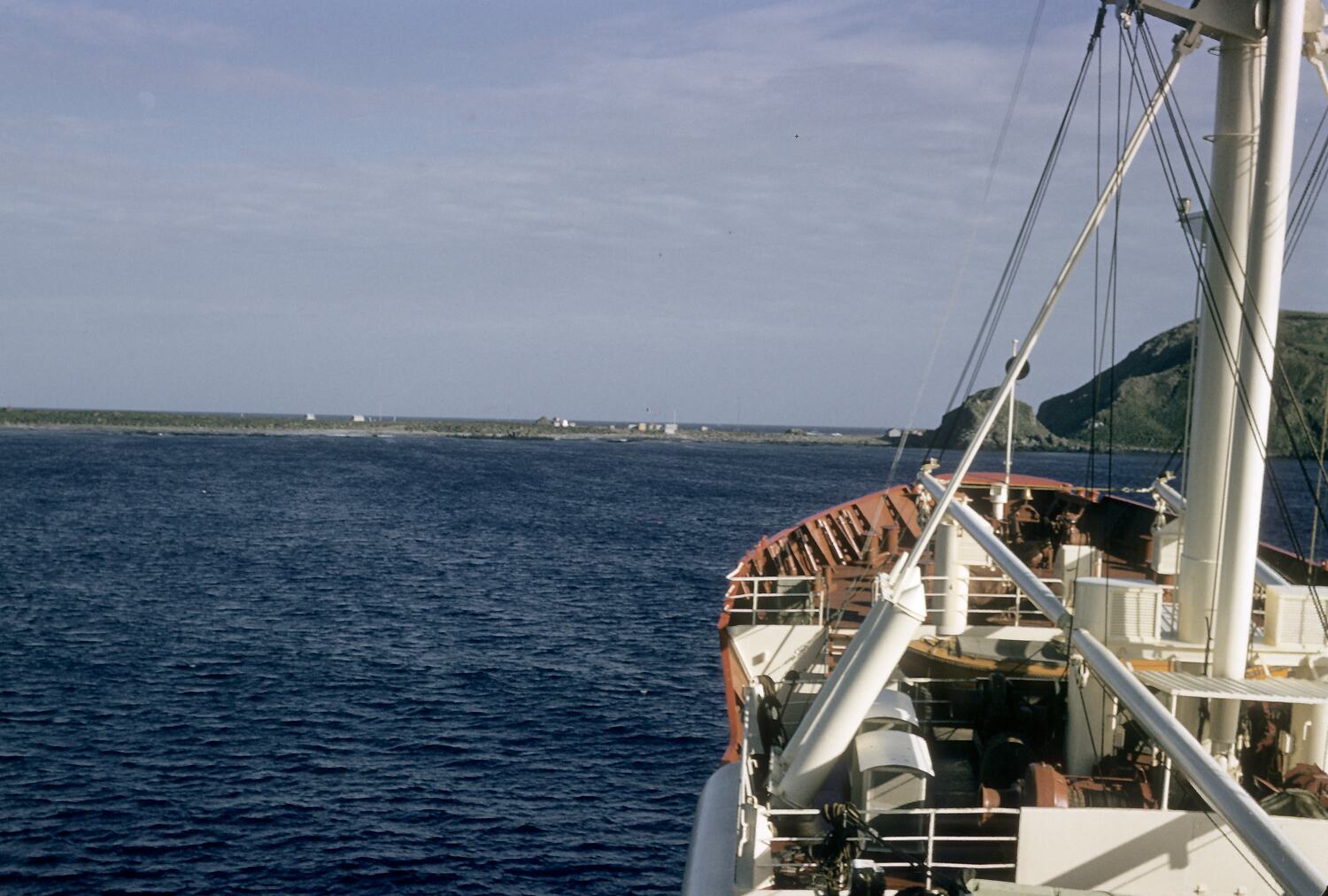 Slide Camp at Buckles Bay from Ship, Macquarie Island, Tasmania, Dec 1959