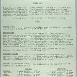 Information Sheet - P&O SS Stratheden, 'Today's Events', Mediterranean Sea, 11 Nov 1961