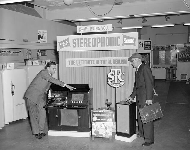 Standard Telephone & Cables Ltd, Audio Players on Display, Victoria, 08 Apr 1959