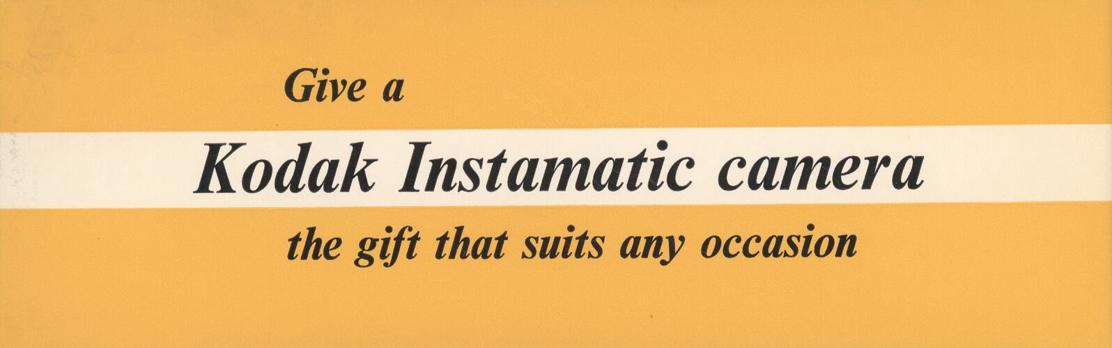 Label - Kodak Australasia Pty Ltd, 'Give a Kodak Instamatic Camera', 1963 - 1970