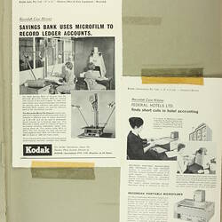 Scrapbook - Kodak Australasia Pty Ltd, Advertising Clippings, 'Recordak', 1961 - 1971, Coburg