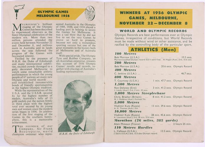 Programme Officiel Des Jeux Olympiques De Melbourne 1956 - Brochure Vintage