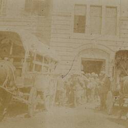 Photograph - Horse-drawn Ambulances Backed up to General Hospital, Egypt, World War I, 1915-1916