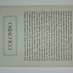 Booklet - 'Colombo',  Orient Line, 1955