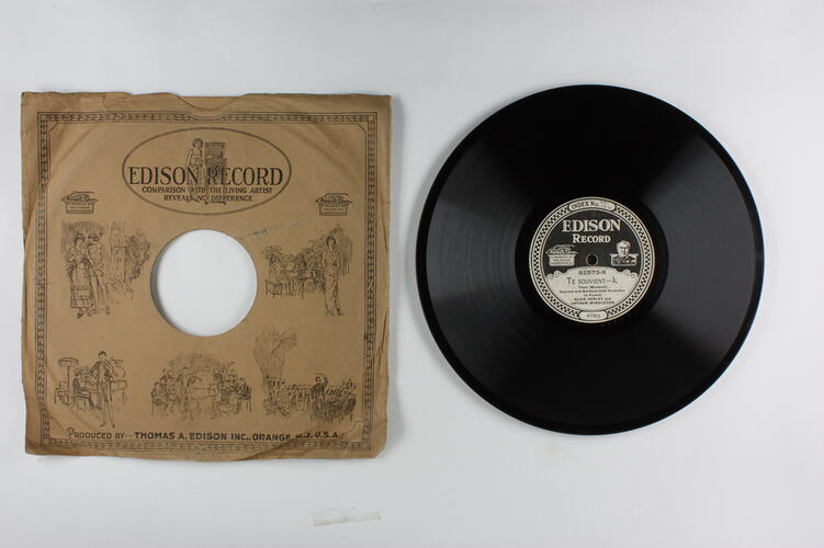 Disc Recording - Edison, Double-Sided, 'Te Souvient - Il' & 'Mira, Di Acerbe Lagrime', 1919-1929.
