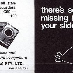 Leaflet - Kodak Australasia Pty Ltd, 'There's Something Missing From Your Slides', circa 1970s
