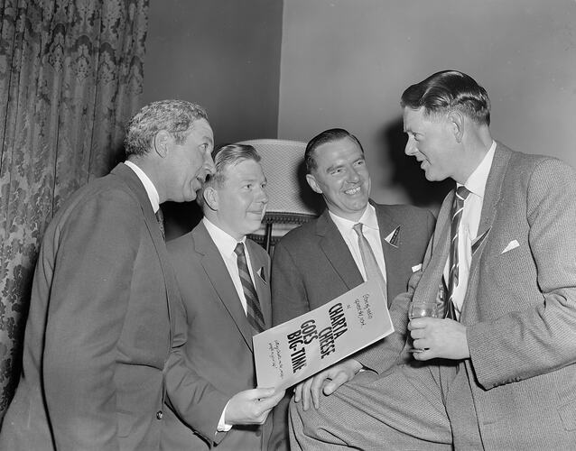 Charta Cheese, Four Men with Advertising Poster, Victoria, 28 Oct 1959