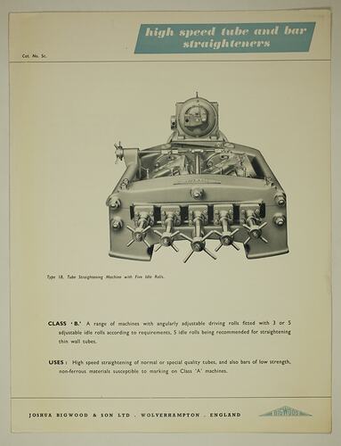Photo image of straightening machine and descriptive text.