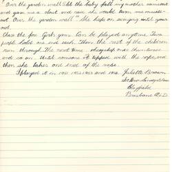 Document - Juliette Brown, to Dorothy Howard, Description of Rope Skipping Games, Oct 1954