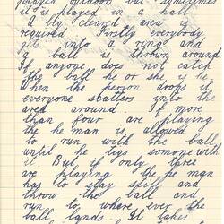 Document - Murray Chapman, to Dorothy Howard, Description of Chasing Game 'King', 24 Mar 1955