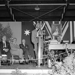 Negative - Coca Cola, Sir Henry Bolte Giving a Speech, Moorabbin, Victoria, 11 Feb 1960