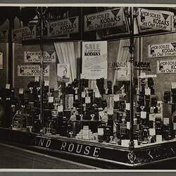 Shopfront display featuring sale of shop-soiled Kodak products.