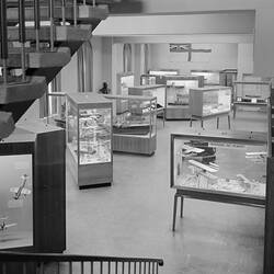 Displays in Lower Northwest wing, Institute of Applied Science (Science Museum), Melbourne, 1965