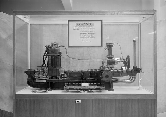 Parson's turbine and generator (ST 5756), Institute of Applied Science (Science Museum), Melbourne, October 1966