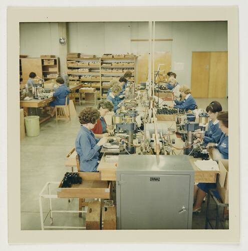 Slide 245, 'Extra Prints of Coburg Lecture', Assembly Line, Cameras, Reels & Sundries Department, Kodak Factory, Coburg, circa 1960s