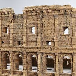 Model of Colosseum made of cork. Detail of external wall.
