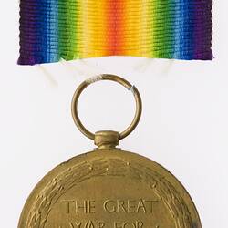 Medal - Victory Medal 1914-1919, Great Britain, Private W. Young, 1919 - Reverse