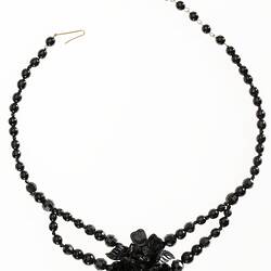 Necklace - Black Plastic Beads with Flower Centre, Bernice Kopple, circa 1960s-1970s