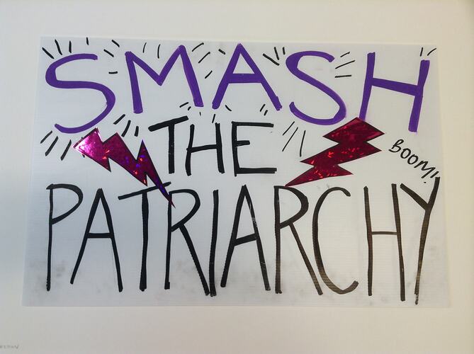 HT 50664, Sign - Smash The Patriarchy, Melbourne, 21 Jan 2017 (POLITICS & PUBLIC PROTEST)