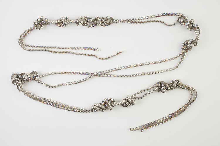 Diamante belt, two strands knotted together along the length.