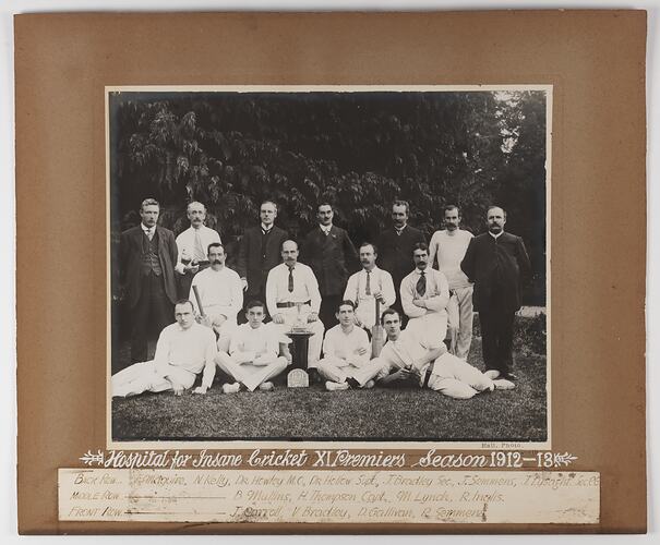 Beechworth Psychiatric Hospital,  Cricket XI Team, Beechworth, Victoria, 1913