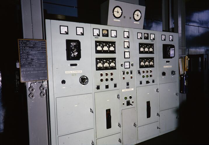 Control panel with gauges and dials.