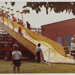 Photograph - Kodak Australasia Pty Ltd, Spectators & Slide, Christmas Party, Coburg, Dec 1979