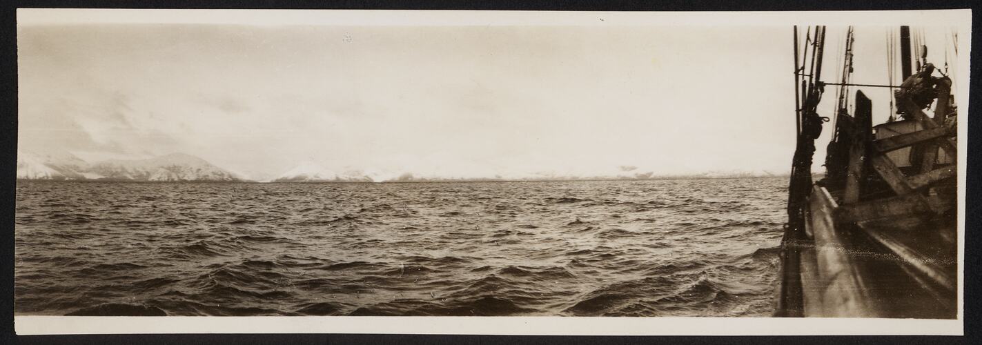 View of Keats Sound taken aboard the 'Fortunato Viego', May 7th, 1929.