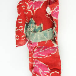Small Japanese doll in kimono, back side.