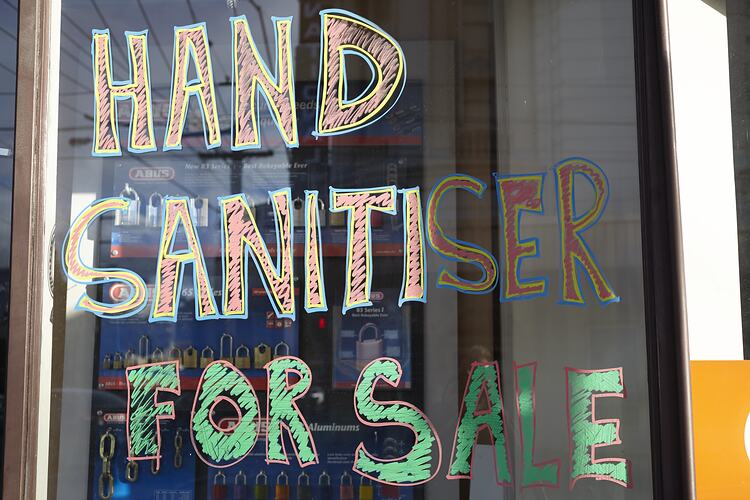 Hand Sanitiser for Sale', Sign, Carlisle Street, St. Kilda, Melbourne, Jun 2020