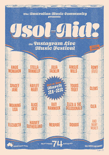 Isol-Aid Online Music Festival, Edition1, Designed by Sebastian White, March 2020