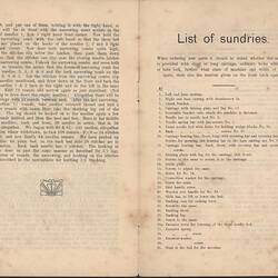 Open booklet with off-white pages and black printed text.