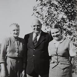 Digital Photograph - Rosemary Havill Norman with Parents Reginald Havill & Nerelle Norman, 'Taormina', Stonnington Place, Toorak 1952