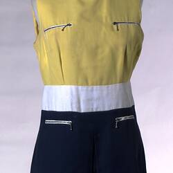 Dress - Prue Acton, Mini, Yellow & Navy, 1968