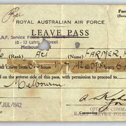 Leave Pass - RAAF Service Police Unit (Documents)