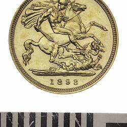 Half sovereign veiled head (1893), proof coin, Queen Victoria, Australia, Diam. 2.2 cm
