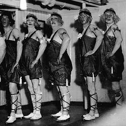 Negative - 'Zeigpus Follies', Six Sailors Dressed as Chorus Girls, SS Jervis Bay (?), 1925