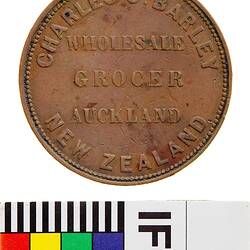 Token - 1 Penny, Charles C. Barley, Auckland, New Zealand, 1858