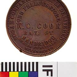 Token - 1 Penny, W.C. Cook, Oddfellows Store, Sandridge, Victoria, Australia, 1862