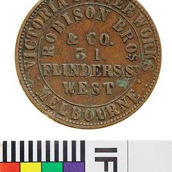 Token - 1 Penny, Robison Bros.& Co, Victoria Copper Works, Melbourne, Victoria, Australia, 1862