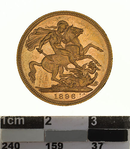 Coin - Sovereign, Victoria, Australia, 1896, photographed by Museums Victoria