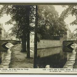 Rose Stereograph - 'A Pretty Canal in Bruges, Belgium'