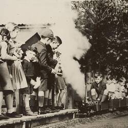 Digital Photograph - Boy Driving Miniature Train for Charity, Sandringham, 1943-1944