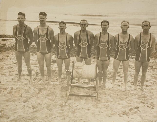 Digital Photograph - Half Moon Bay Life Saving Team at Half Moon Bay, 1935