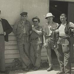 Digital Photograph - Six Men Eating Ice cream at Bonegilla Migrant Reception Centre, Bonegilla, 1950