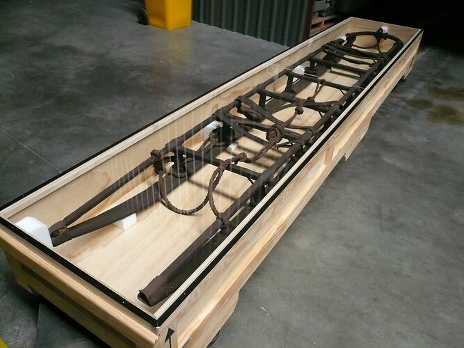 Sled in its crate.