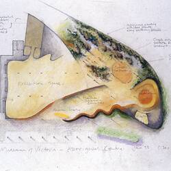 Architectural Drawing - Aboriginal Centre, Melbourne Museum, Barrie Marshall, 1995
