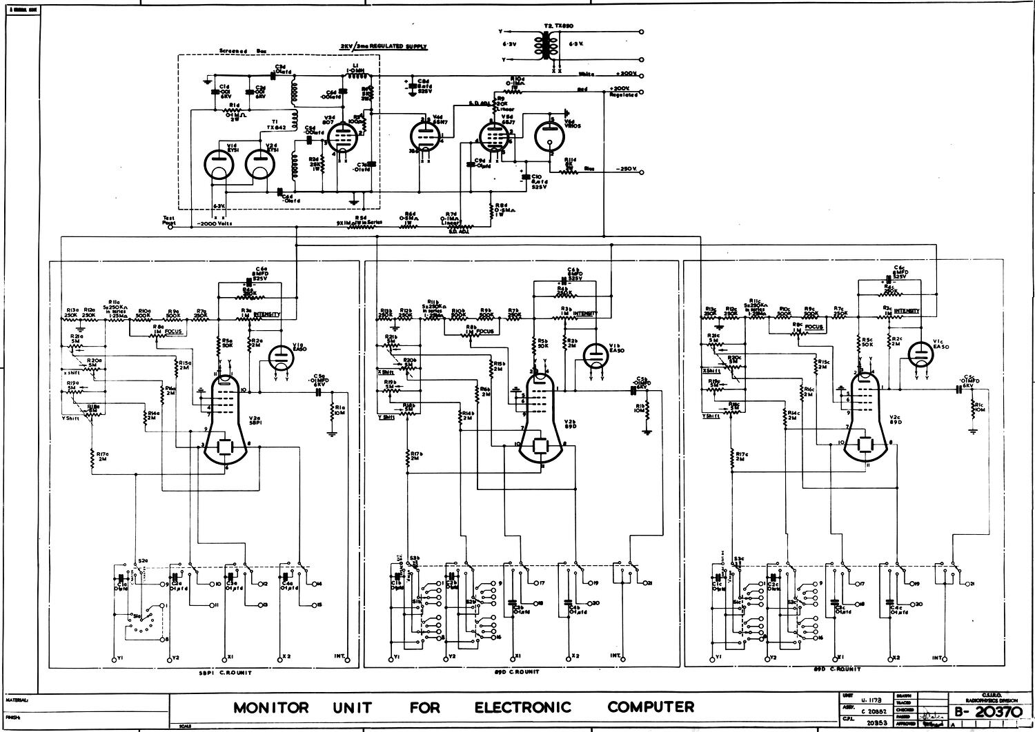 Schematic Diagram - CSIRAC, Monitor Circuit, 1948-1955