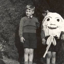 Boy in Humpty Dumpty Costume, with his Brother, for Kew Fete, 1954